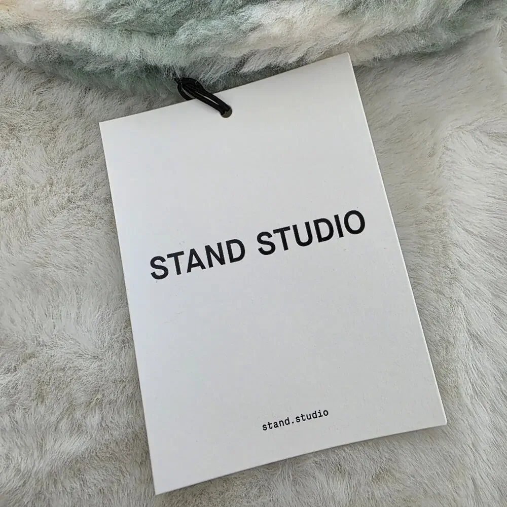 Stand Studio NWT Wera Fuzzy Check Bucket Hat Mint Wool Blend Medium